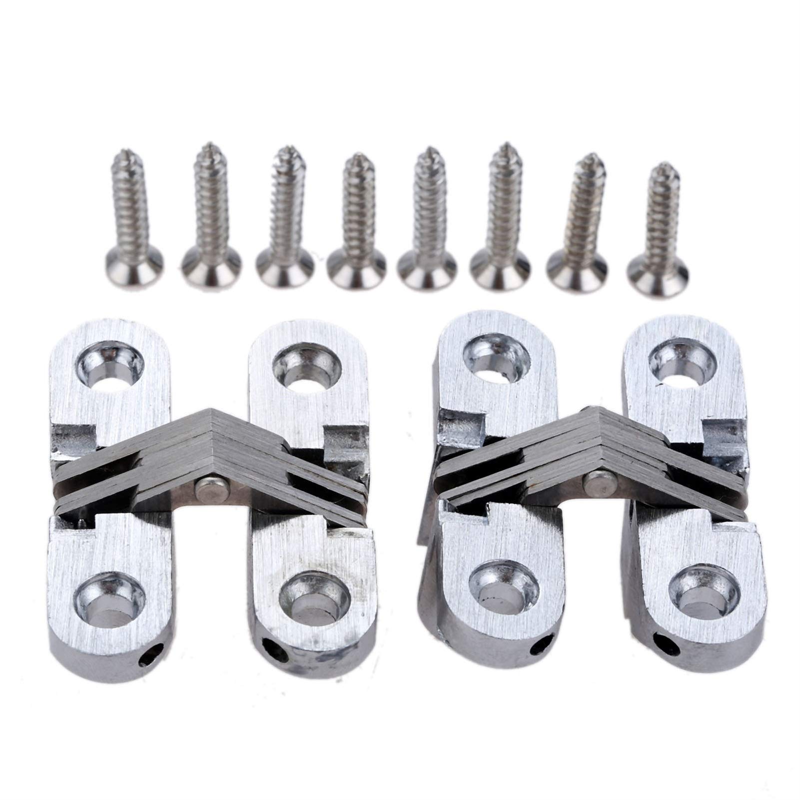 Shundeed 13X60mm 2Pcs 304 Stainless Steel Hidden Invisible Concealed Folding Door ，For Kitchen Furniture Hardware With Screws(13X60mm)