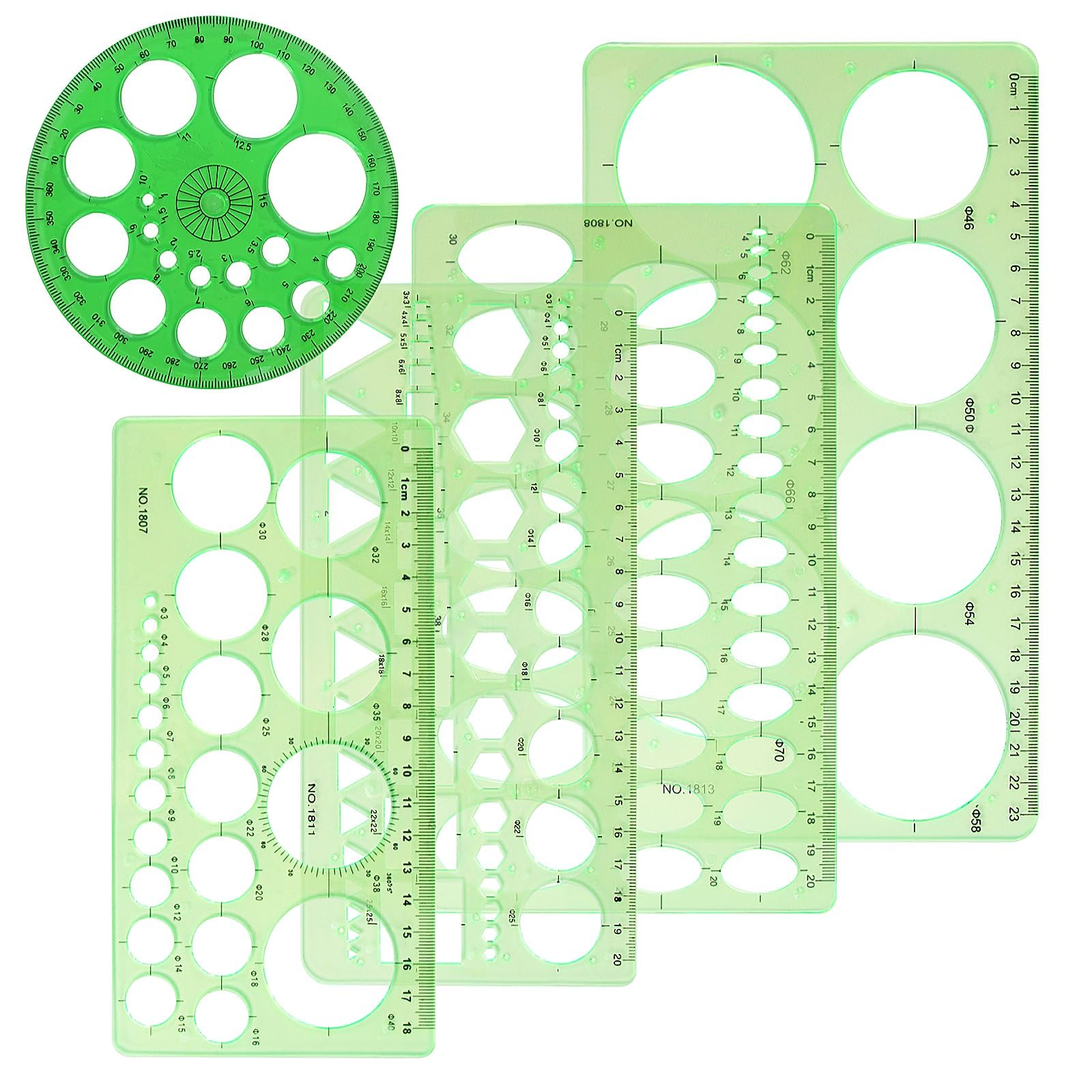 Circle Template 5 Pieces Plastic Circle and Oval Measuring Templates Circle Guide Stencil Geometry Rulers Geometric Drawings Templates for Office School Building Formwork Drawings Template
