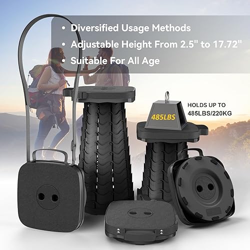 Miniatura 4 de Taburete plegable portátil mejorado 2025, taburete plegable, taburete de camping telescópico con capacidad de carga máxima de 485 libras, asiento