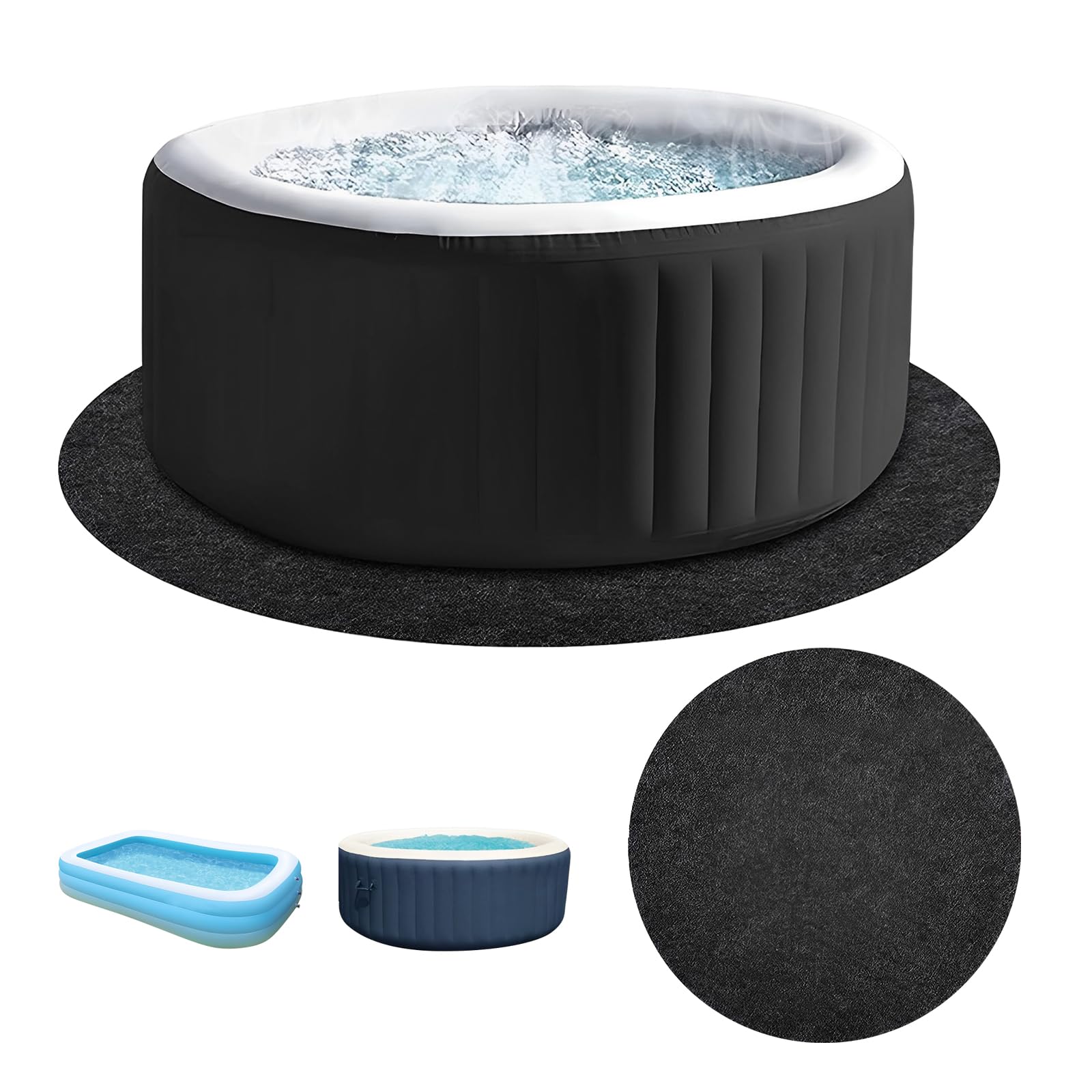 Alfombrilla de bañera de hidromasaje para Piscina sobre el Suelo, tapetes Debajo de la Piscina, Almohadilla de protección Inflable de Piscina de SPA(Redondo, diámetro de 2 m)
