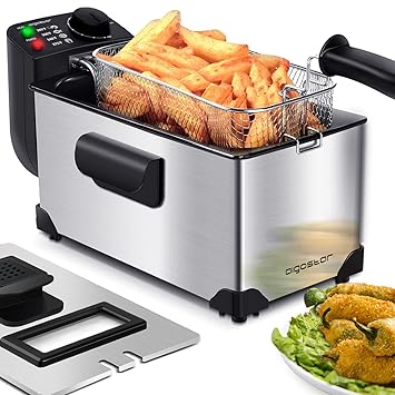 Aigostar Deep Fryer, Electric Deep Fat Fryers with Baskets, 3 Liters Capacity Oil Frying Pot with View Wi