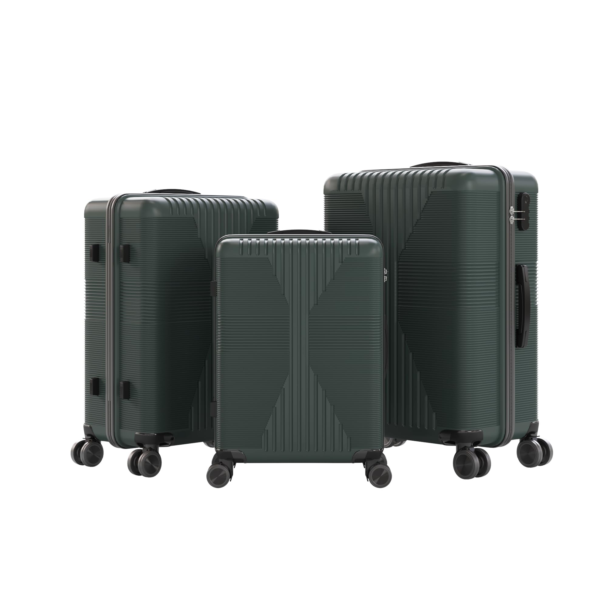 Karl home PP Hard Case Luggage Sets 3 Piece, Black, 20"/24"/28"