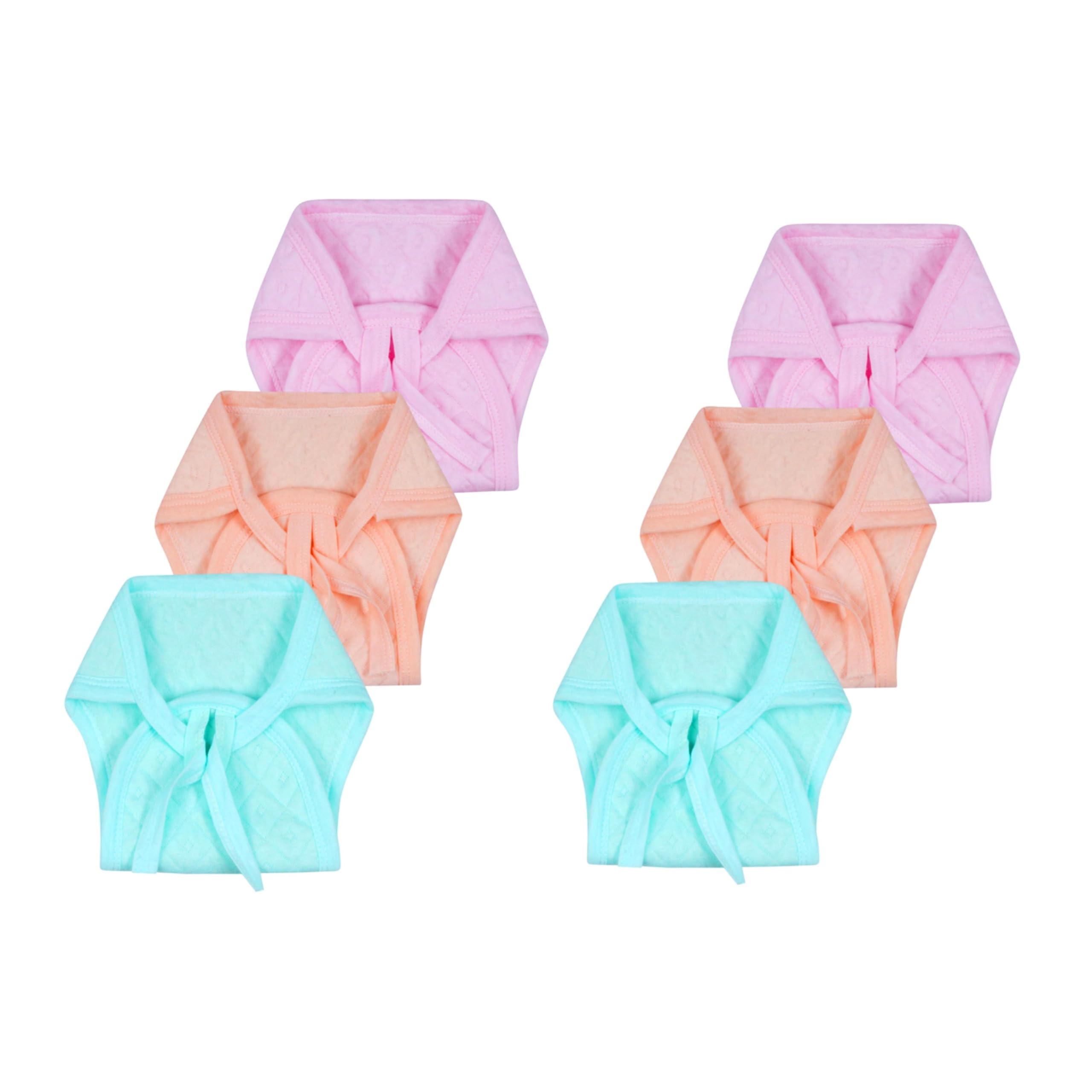 Ambaby 100% Pure Cotton langots for new born 0-6 months | Soft baby langot | 3 Layer reusable nappies for new born baby | Pack of 6 (Multicolour)