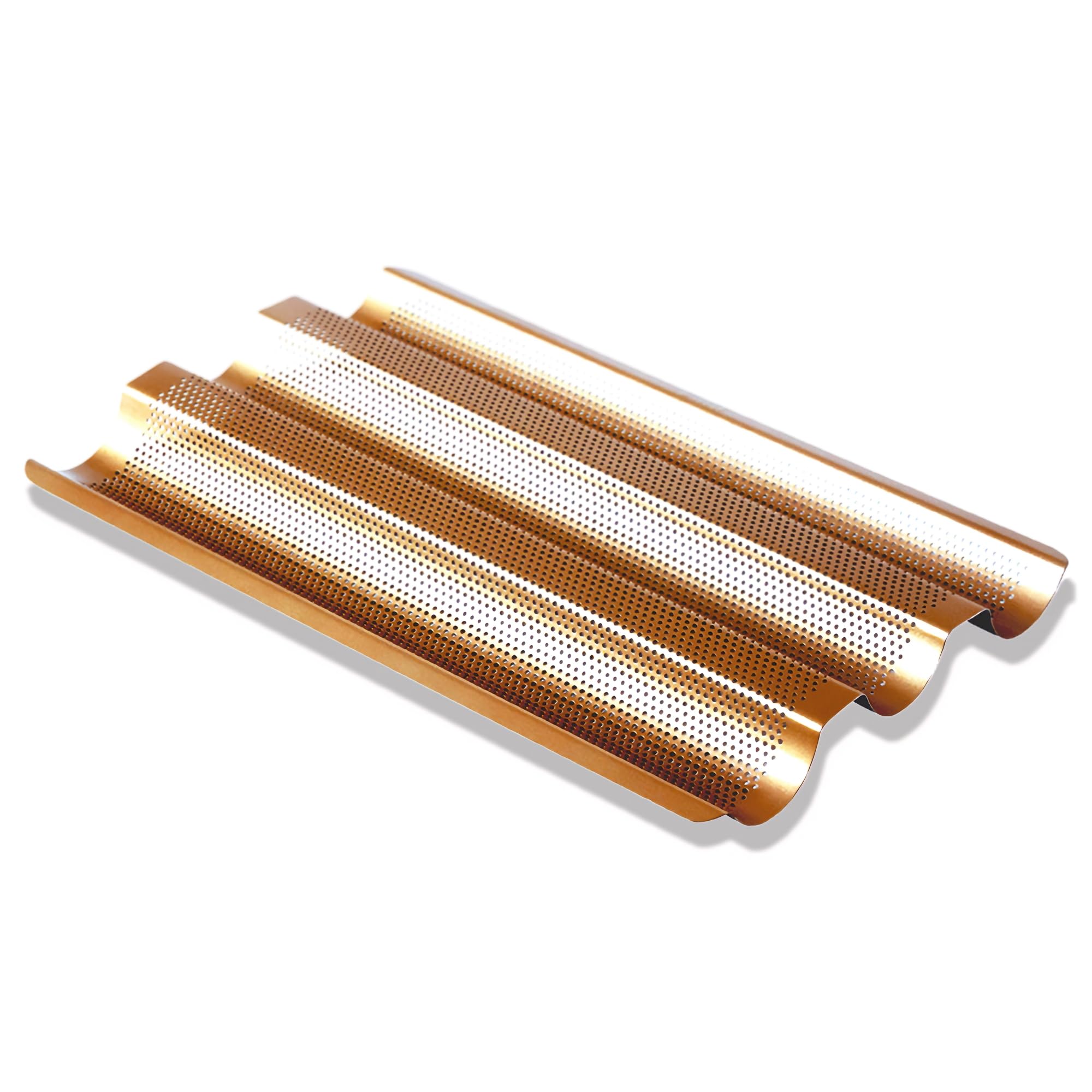 Bandeja antiadherente para baguette francesa, perforada, acero al carbono