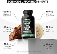 Vista 8 de DMoose Fitness Lions Mane Mushroom Supplement - 5300mg Adaptogenic Blend for Memory, Focus & Immune Support, 5in1 Lionsmane, Chaga, Maitake