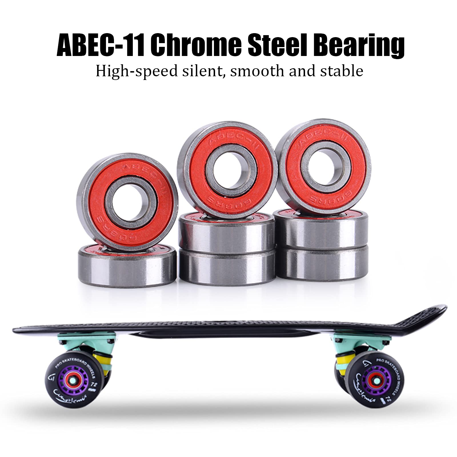 Mini Skateboard 22'' Complete Cruiser Planche à Roulette pour Enfants Adolescents Jeunes Adultes, Skateboard Débutants Entièrement Assemblé avec Équipement de Protection et Outils de Réglage