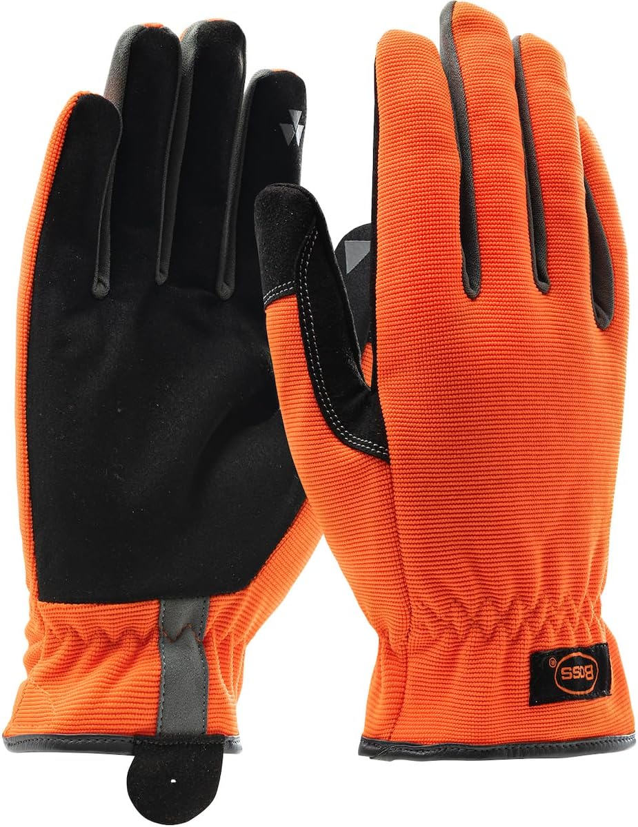 Maximum Safety 120-4600/XXL Professional Workman Gloves with Synthetic Leather Palm and High-Visibility Back, Orange/Black, XX-Large