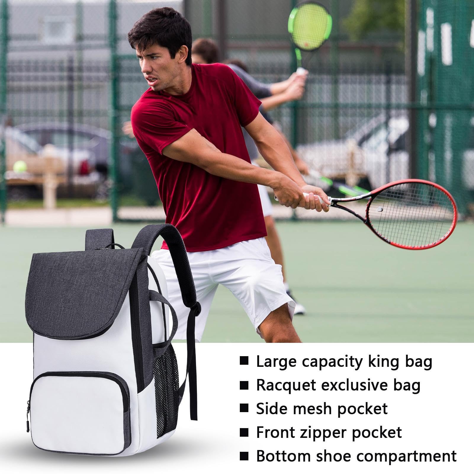Torba Tenisowa Organizer Przybory Narzędzie Ochraniacze Nadgarstków Buty | Plecak Sportowy Do Sprzętu do ochraniaczy, ręczników i pickleballa, dla mężczyzn, kobiet, chłopców, dziewcząt, rodziny i