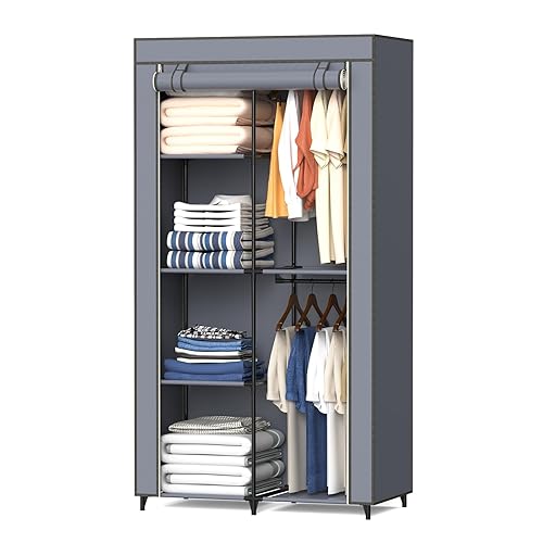 HODYANN Portable Closet, Wardrobe Closet with 6 Storage Shelves and