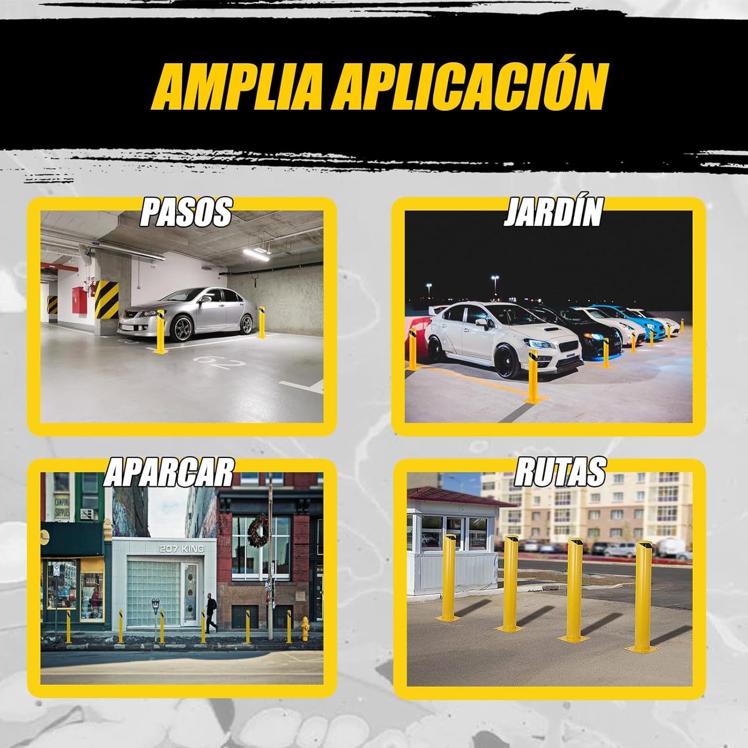 Pilona Parcheggio Gialla Barriera Anti Intrusione, Paletto del Dissuasore per Pianificazione Stradale (2, alt. 91 cm)