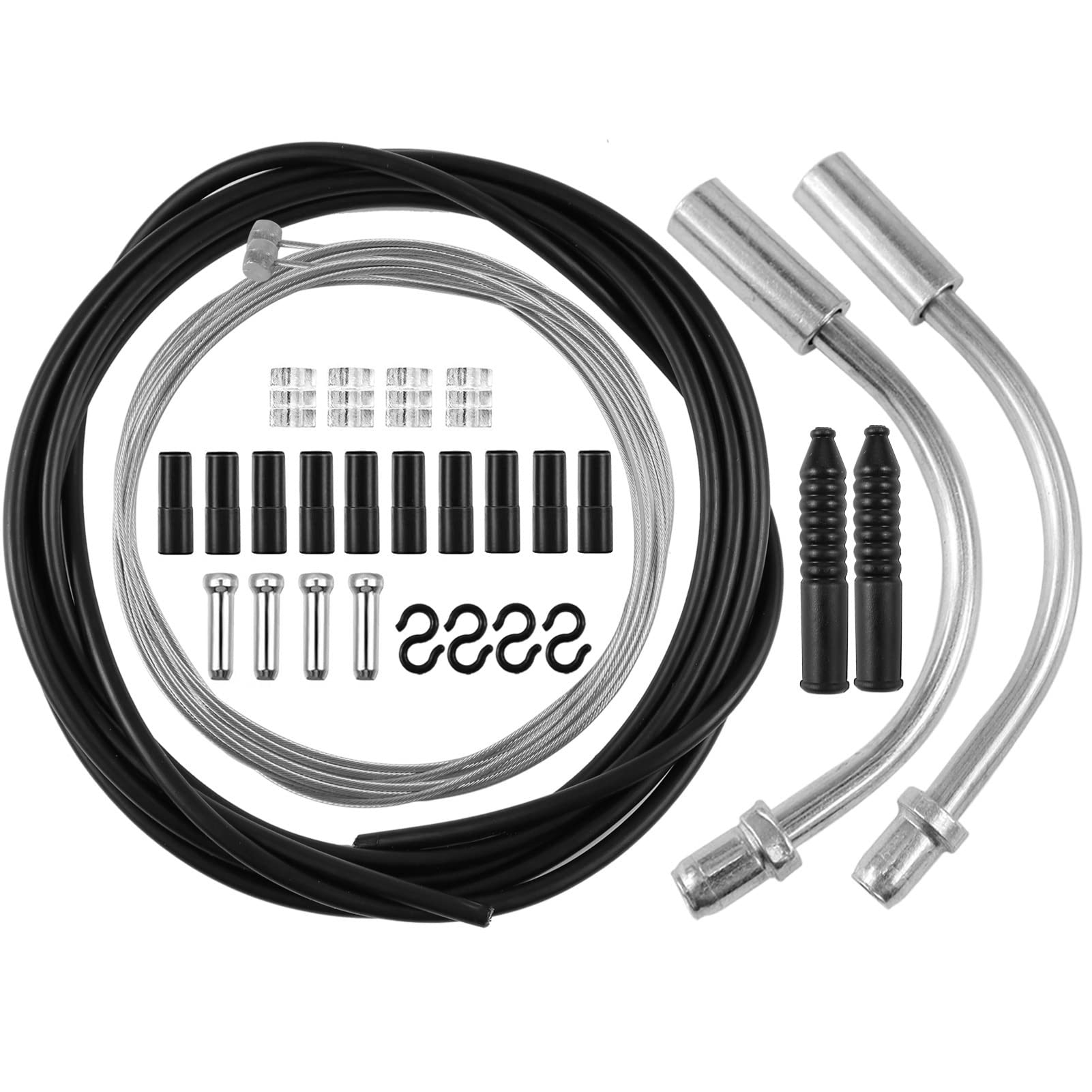 NEPIVDOS Bike Brake Cable Shifter Cable Housing Kit Set Bicycle Brake Line, V Bike Brake Noodle Cable Guide Pipe 2 Plastic Hoses for Road MTB Mountain