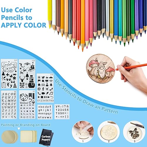 Miniatura 5 de Zistel - Kit de quemado de madera, 116 piezas, herramienta de combustión de madera con temperatura ajustable de 392.0 F a 842.0 F, herramienta de