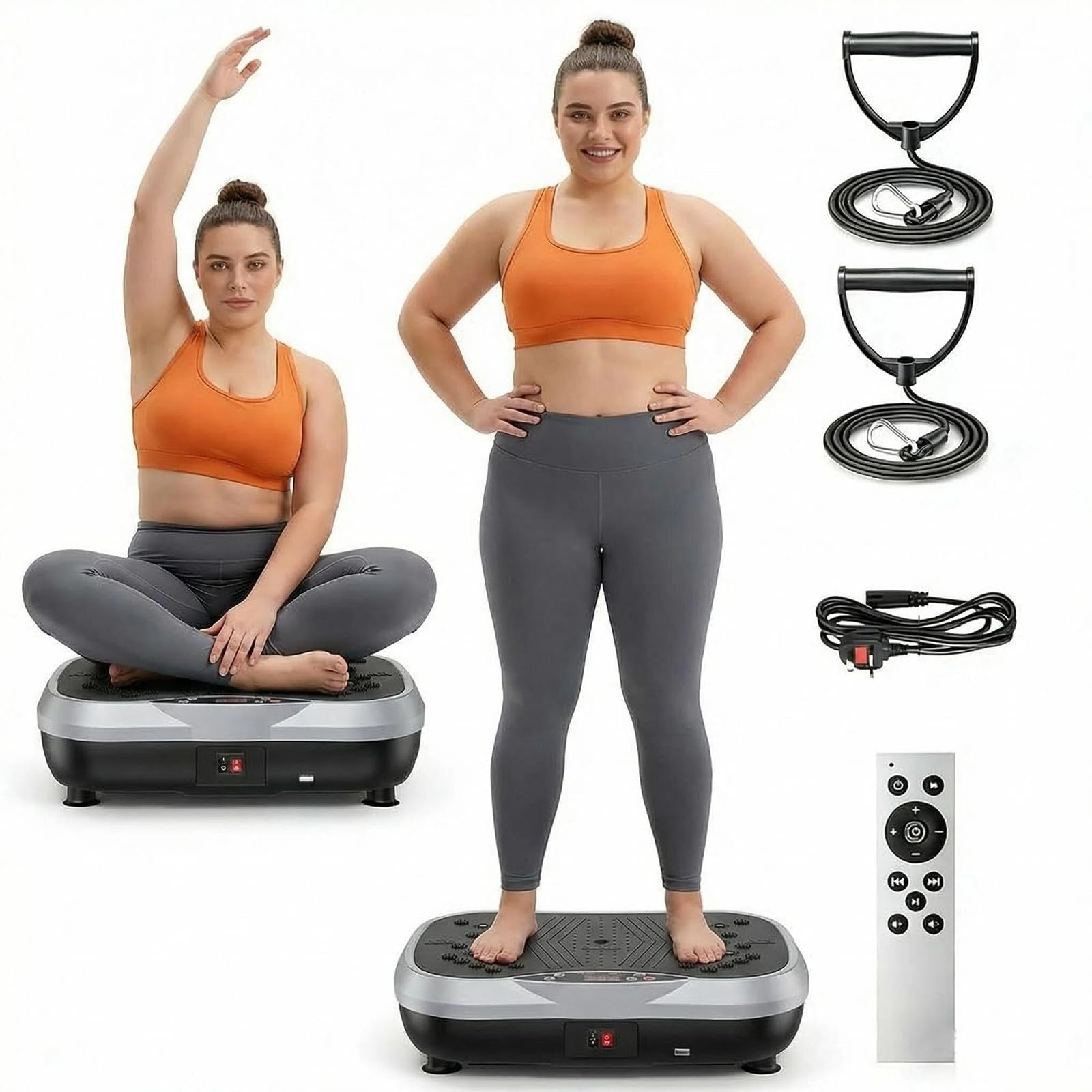 Vibration Plate Exercise Machine Weight Loss, Whole Body Workout Vibration Plate Lymphatic Drainage, 120 Adjustable Speeds, Built-in Bluetooth Speaker 330 Lbs Capacity for Shaping Wellness Home Office