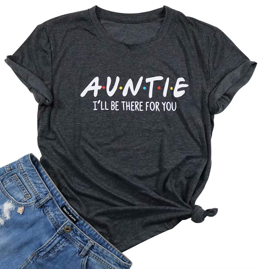 LOTUCYAunt Shirt for Women Auntie Shirts Funny Auntie Life Rainbow Love Short Sleeve Adult Graphic Tee