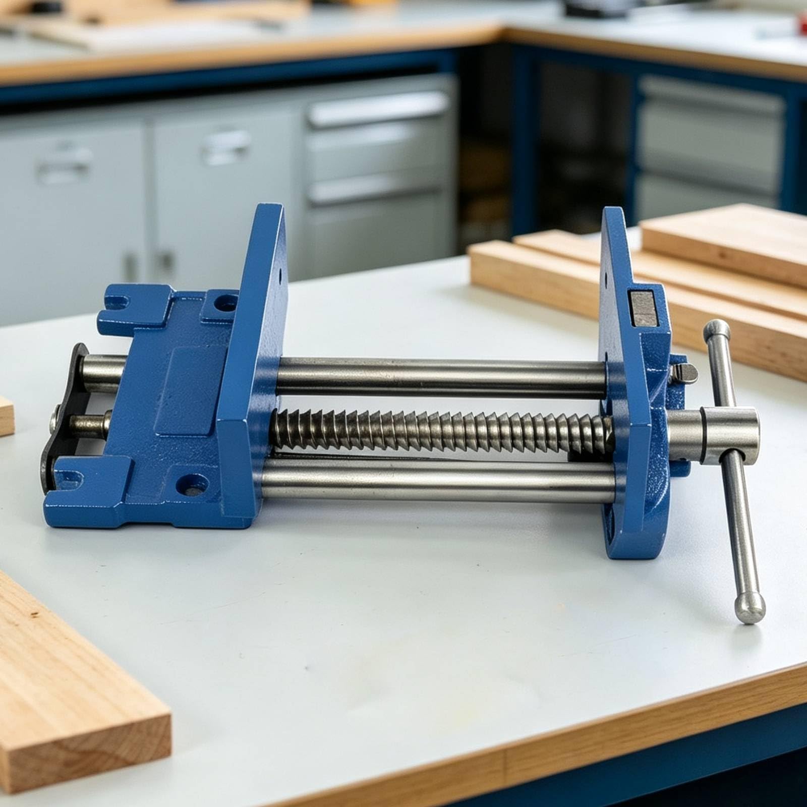 Morsa da Falegname Morsa da Banco Strettoio Morsetto Attrezzatura in Ghisa E Acciaio con Sgancio Rapido per Serraggio Stabile Adatta per Laboratorio, 7 Pollici