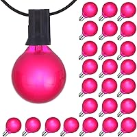 Vista 1 de Paquete de 25 bombillas de repuesto G40, bombillas de vidrio incandescente de 5 W 120 V, para tira de luces E12 para exteriores, rosa esmerilado