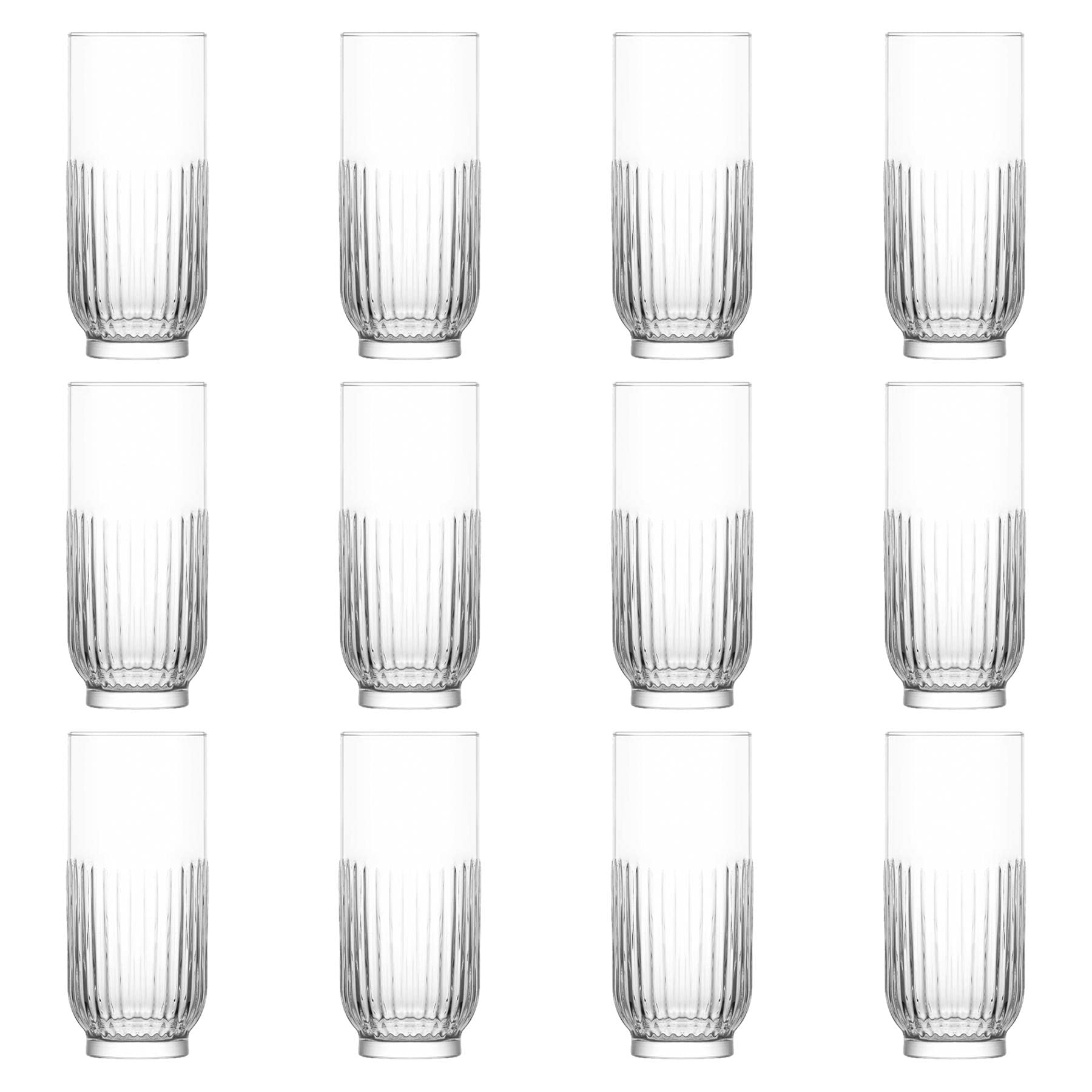 LAV 12x Clear 395ml Tokyo Highball Glasses - Tall Hi Ball Glass Water Gin Juice Cocktail Drinking Glassware Tumblers Set
