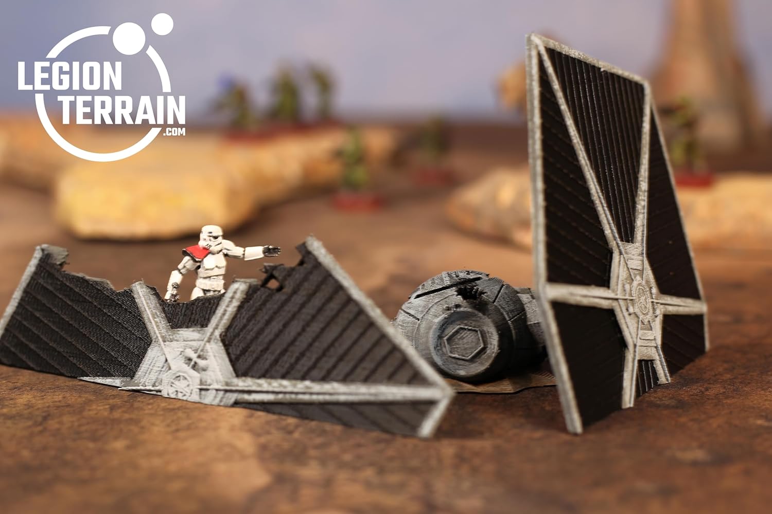 Legion Terrain - Crashed Imperial Fighter Two - Miniature Tabletop Wargaming Terrain (Painted)