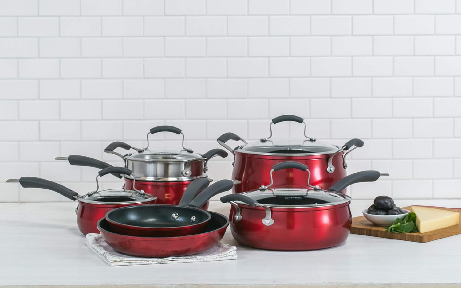 Greatest Product Epicurious Cookware Classic Collection- Induction Dishwasher Safe Oven Safe Non-stick, 11 Piece Aluminum Red Cookware Set Best Quality π₯ Epicurious Cookware Classic Collection- Induction Dishwasher Safe Oven Safe Non-stick, 11 Piece Aluminum Red Cookware Set