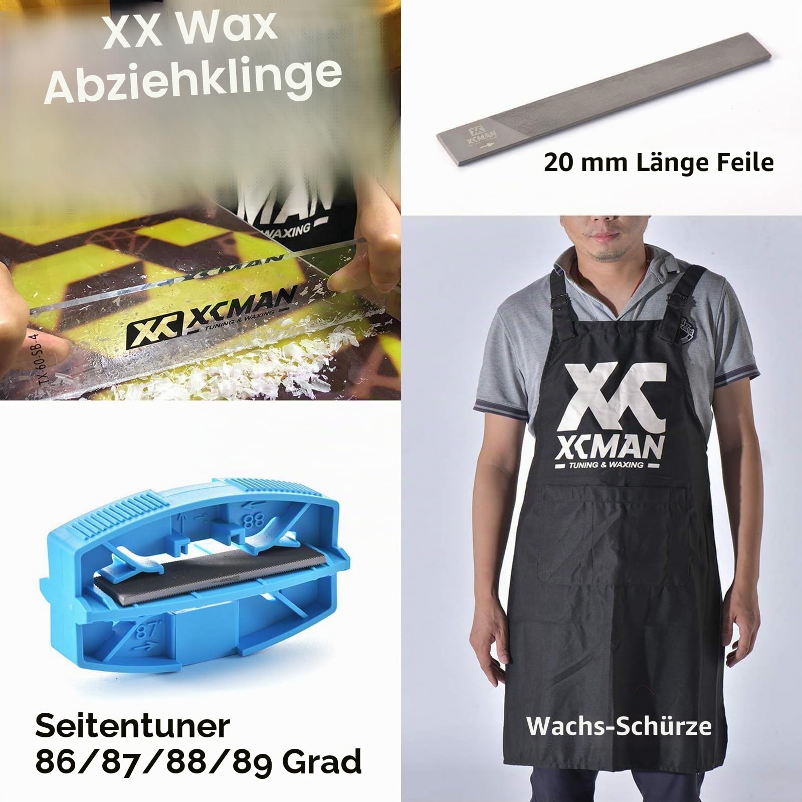XCMAN Komplettes Ski Snowboard Tuning und Waxing Kit mit Wachseisen, Universalwachs, Kantenstimmer, Bürste, Wachsschaber, Ptex