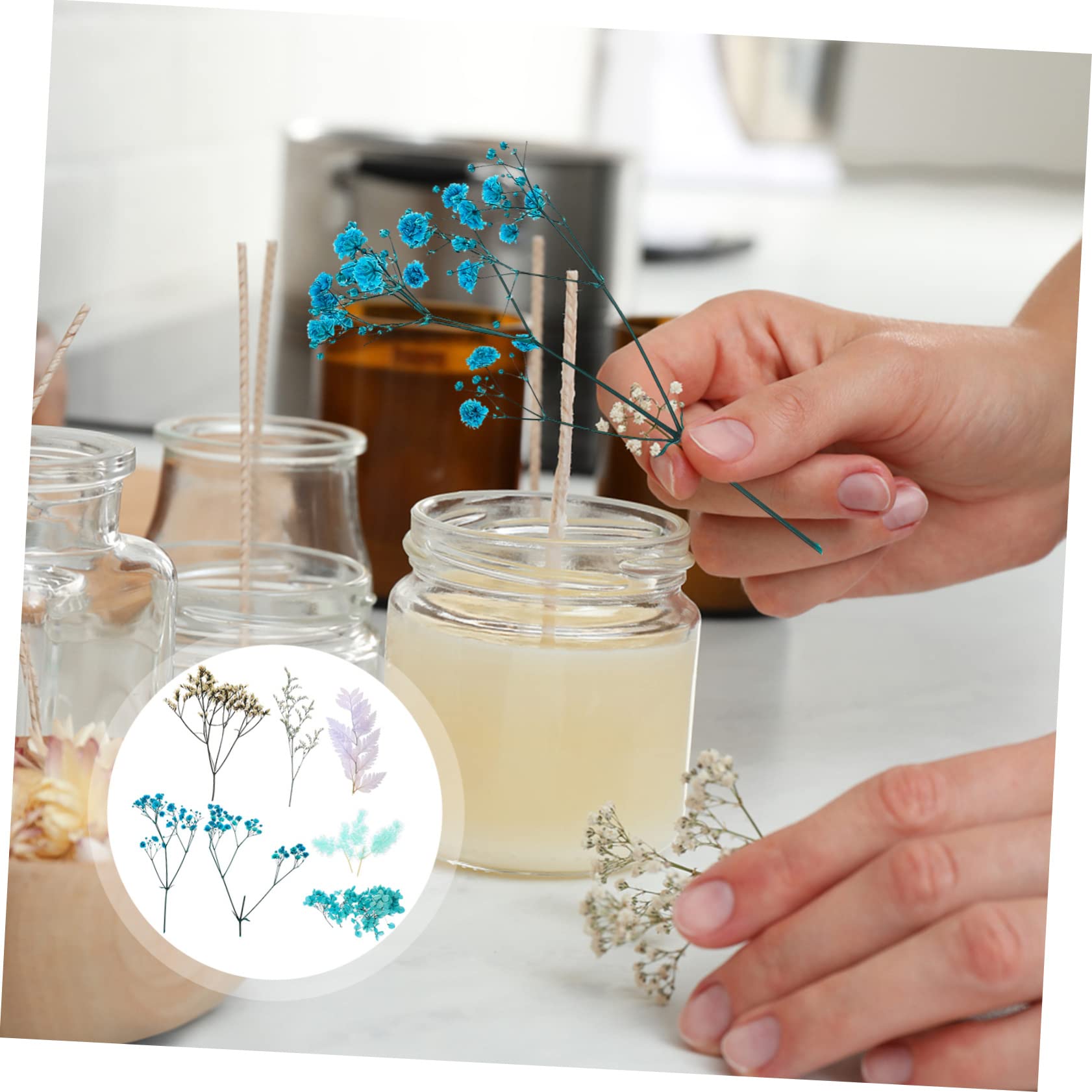 Abaodam 5ensembles Fleurs Séchées Naturelles pour Bougies Artisanales Matériaux à Base De Fleurs Séchées pour Décoration Artisanat Époxy Accessoires Maison
