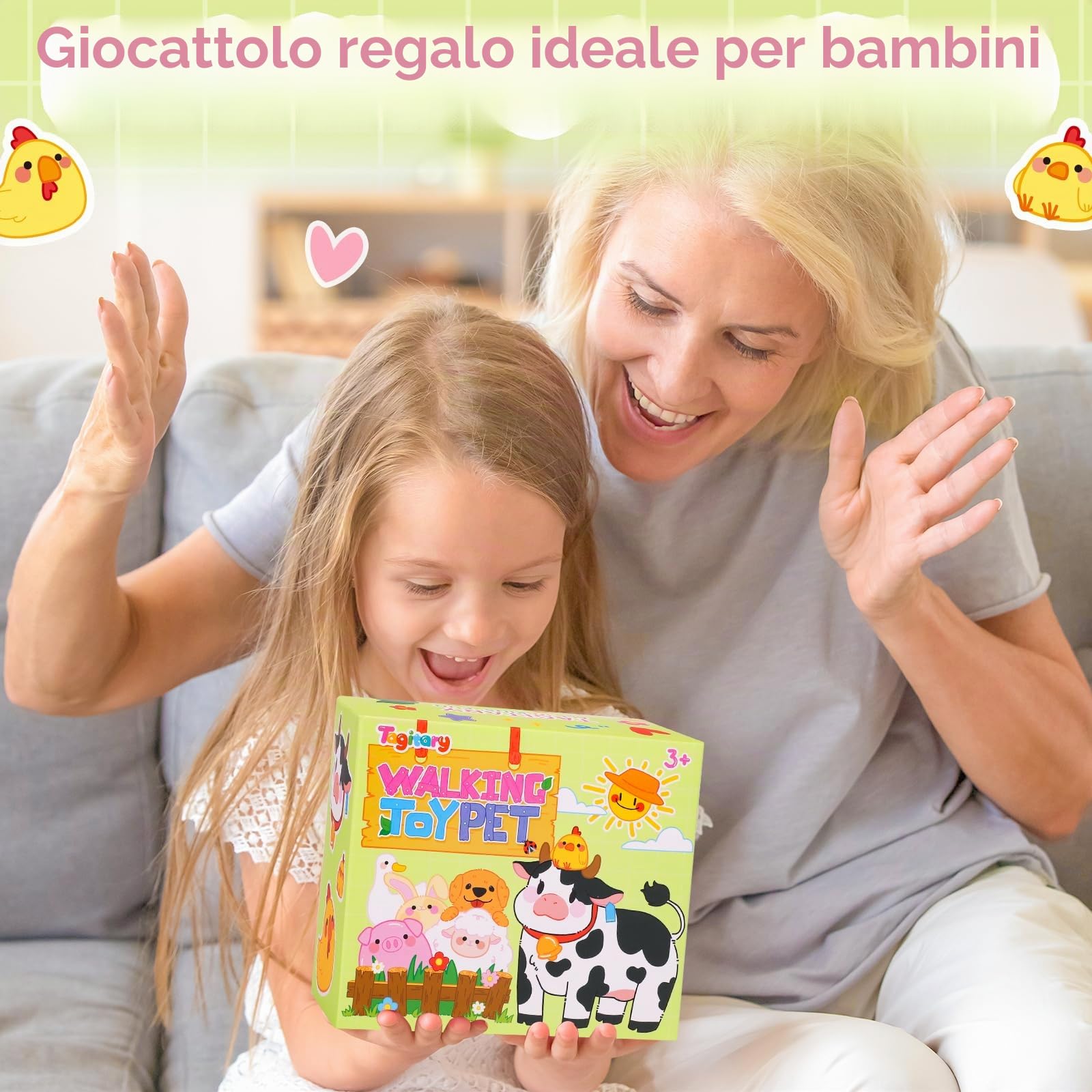 Tagitary Giocattoli di peluche interattivi a piedi suoni mucca bambini Wag Tail, testa del cenno realistica giocattoli di bestiame di peluche giocattoli di compleanno per i più piccoli