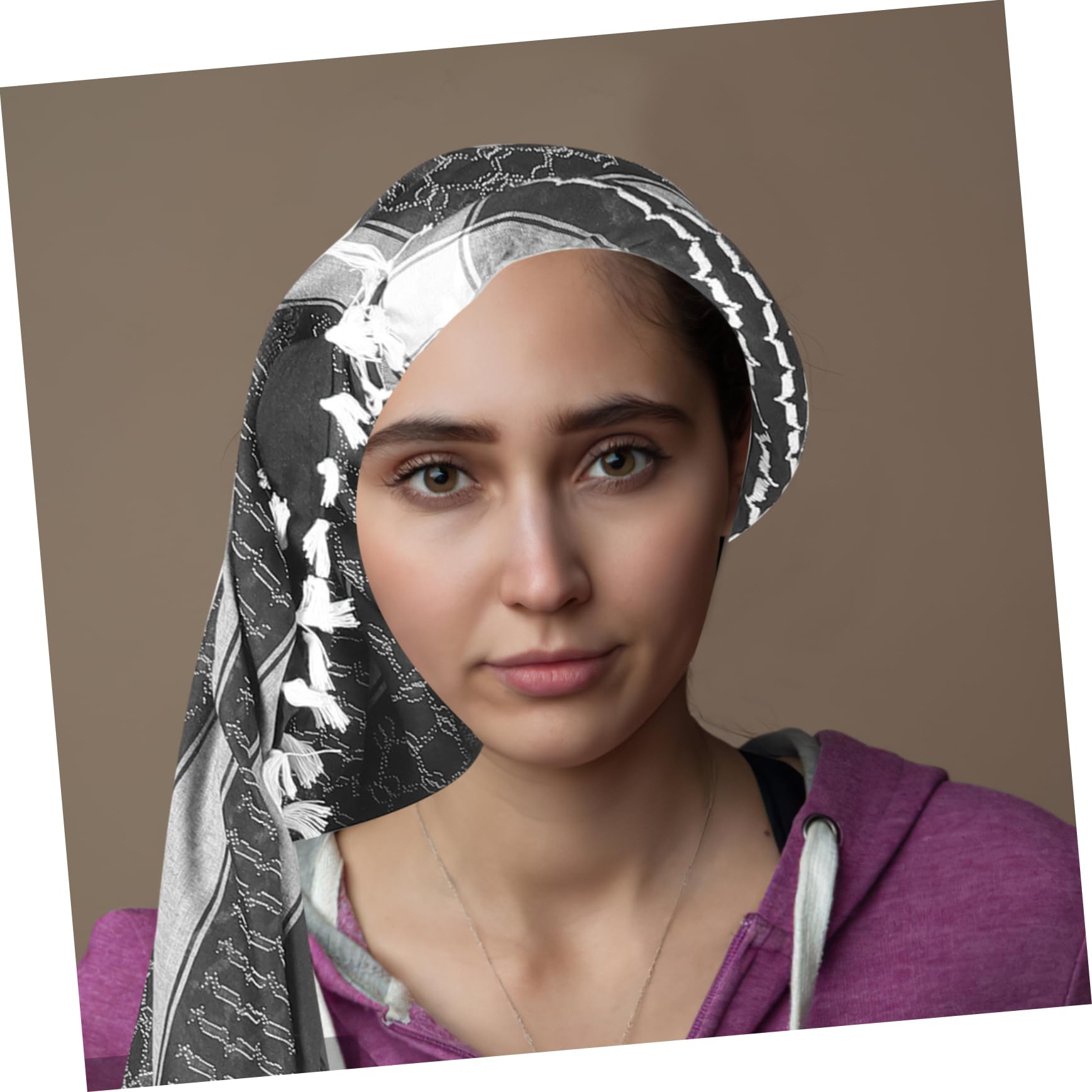 OATIPHO Mens Head Scarf Decorative Arab Headwrap Tassels Square Headband All-seasons Scarf Easy Wash