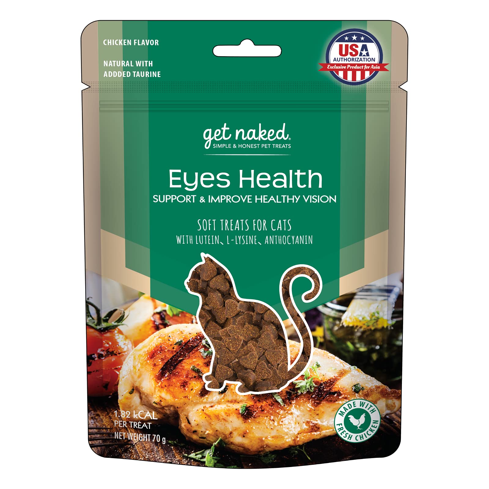 Get Naked Eyes Health Soft Cat Treat, Support and Improve Healthy Vision of Your Pet, with Lutein, L-Lysine & Cyanine As Ingredients to Improve Healthy Vision, Made with Real Chicken, 70g (B09F3CTV5N) Amazon Price History, Amazon Price Tracker