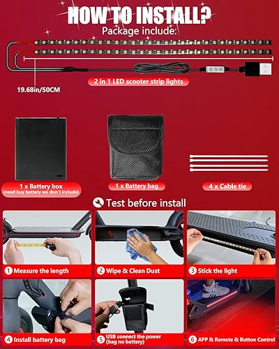 Miniatura 8 de Keiurot Led Lights for Scooter Night Riding Electric Scooter LED Strip Light Led Light Strips 5V Flashing Mode for Outdoor