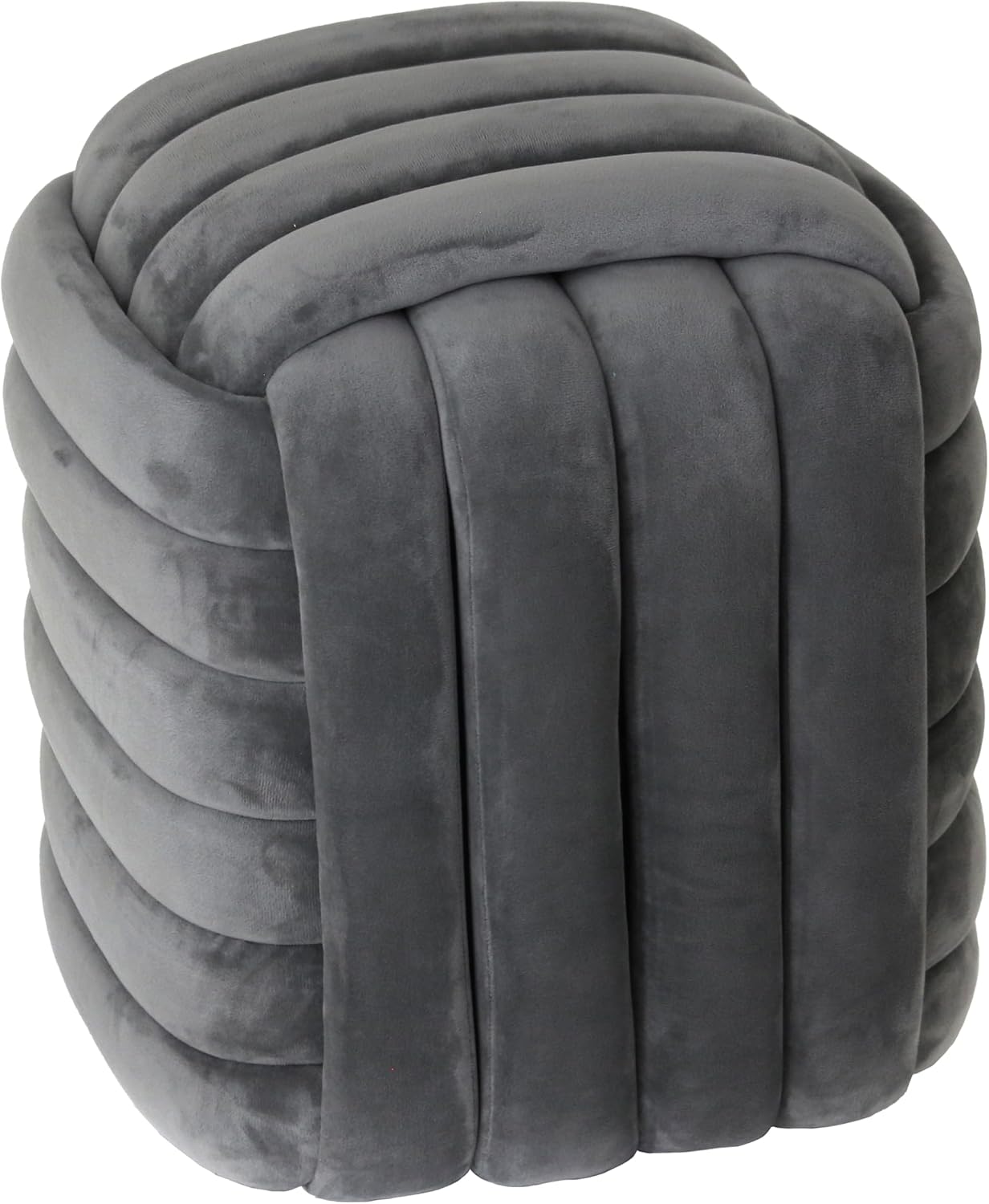 Home Decor Vanity Chair Ottoman – Bedroom Stool and Foot Rest Ottoman Display – Stylish Gray Upholstered Seat for Comfort Living Room Furniture and Modern or Traditional Home Décor - 19", Gray
