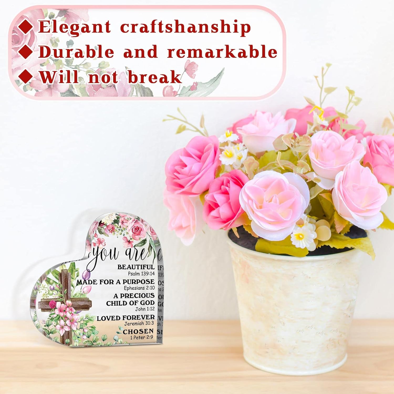 Gerrii Christian Gifts for Women, Inspiration Religious Catholic Birthday Gifts, Bible Verse Spiritual Encouragement Presents for Mom, Sister, Girl, Female Coworker(Blossom) - Image 7