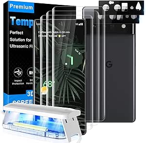 Mowei [Pack of 3 + 2 for Pixel 6 Pro Screen Protector], 3 x 9H Glass Screen Protectors &amp; 2 x Camera Protective Glass [Fingerprint ID Support] Case-Friendly, Compatible with Google Pixel 6 Pro 5G