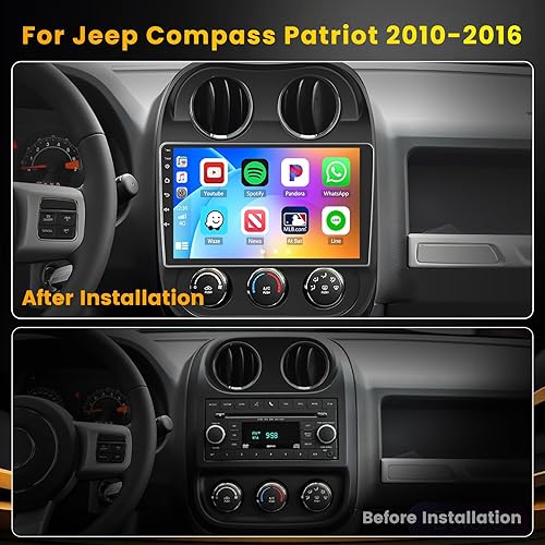 Miniatura 62 de (2+64G) para Jeep Compass Patriot 2010-2016 Android 13 Radio, pantalla táctil de 10.1 pulgadas estéreo de coche con Apple CarPlay Android Auto
