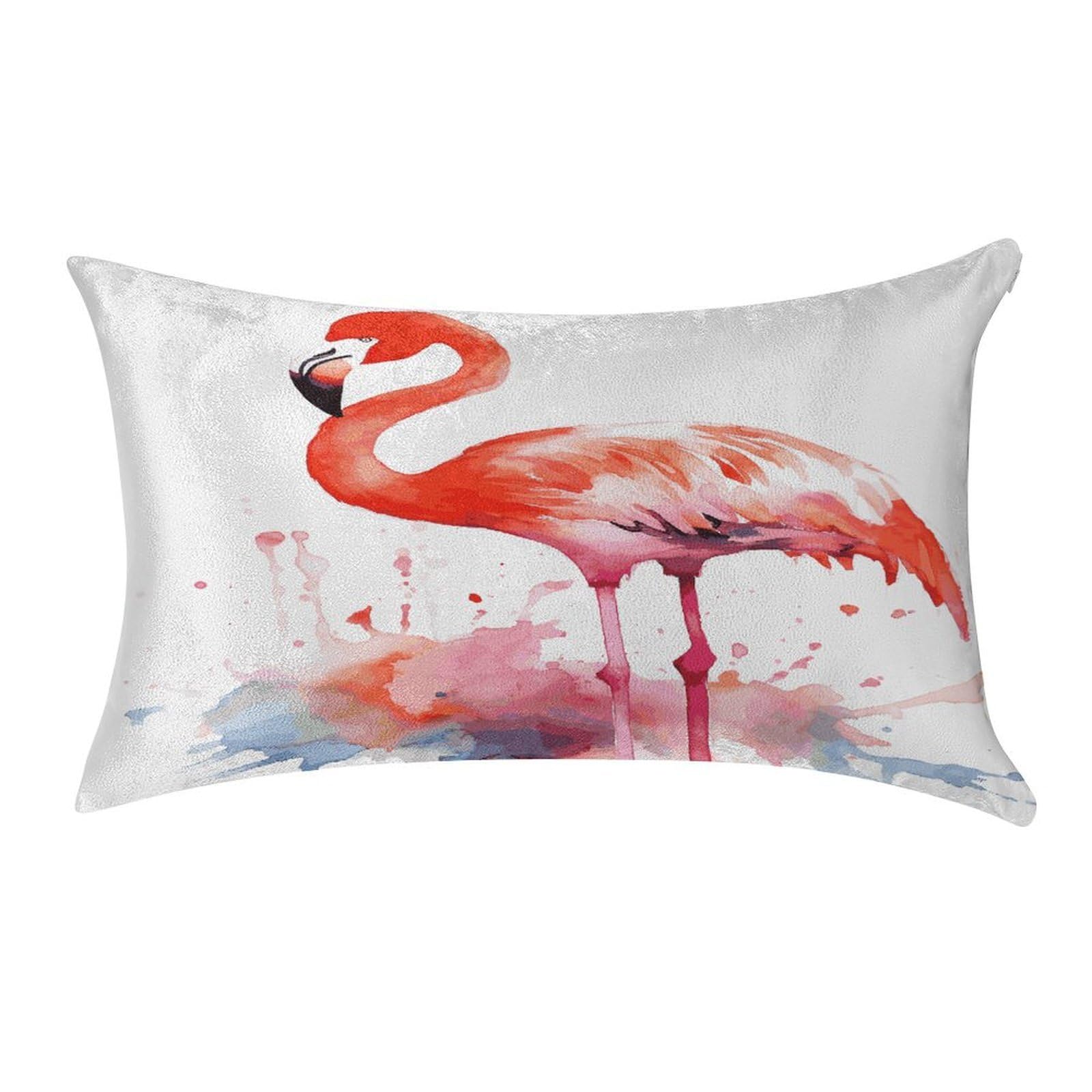 LDGSUPH Watercolor Flamingos Velvet Throw Pillow Covers Cozy Pillow Shams Pillowcases Detachable Pillow Cases Soft Cushion Cover with Zipper for Sofa Car Bed Pillow Protectors 12 "×20 "