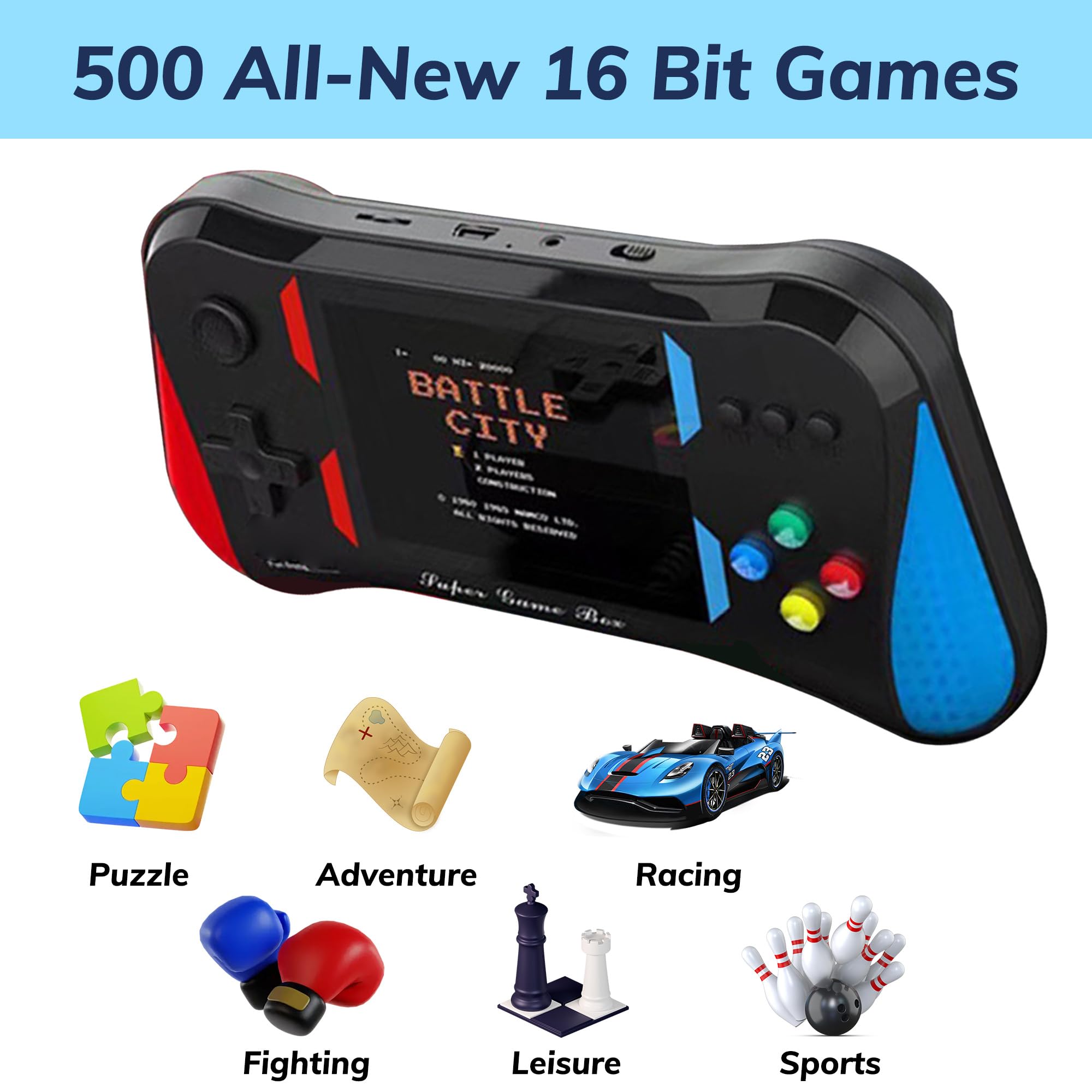 Gioco portatile per bambini, 500 videogiochi retrò precaricati, lettore TV portatile per videogiochi, lettore portatile da gioco batteria ricaricabile schermo LCD da 3,5 pollici Mini arcade giocattolo