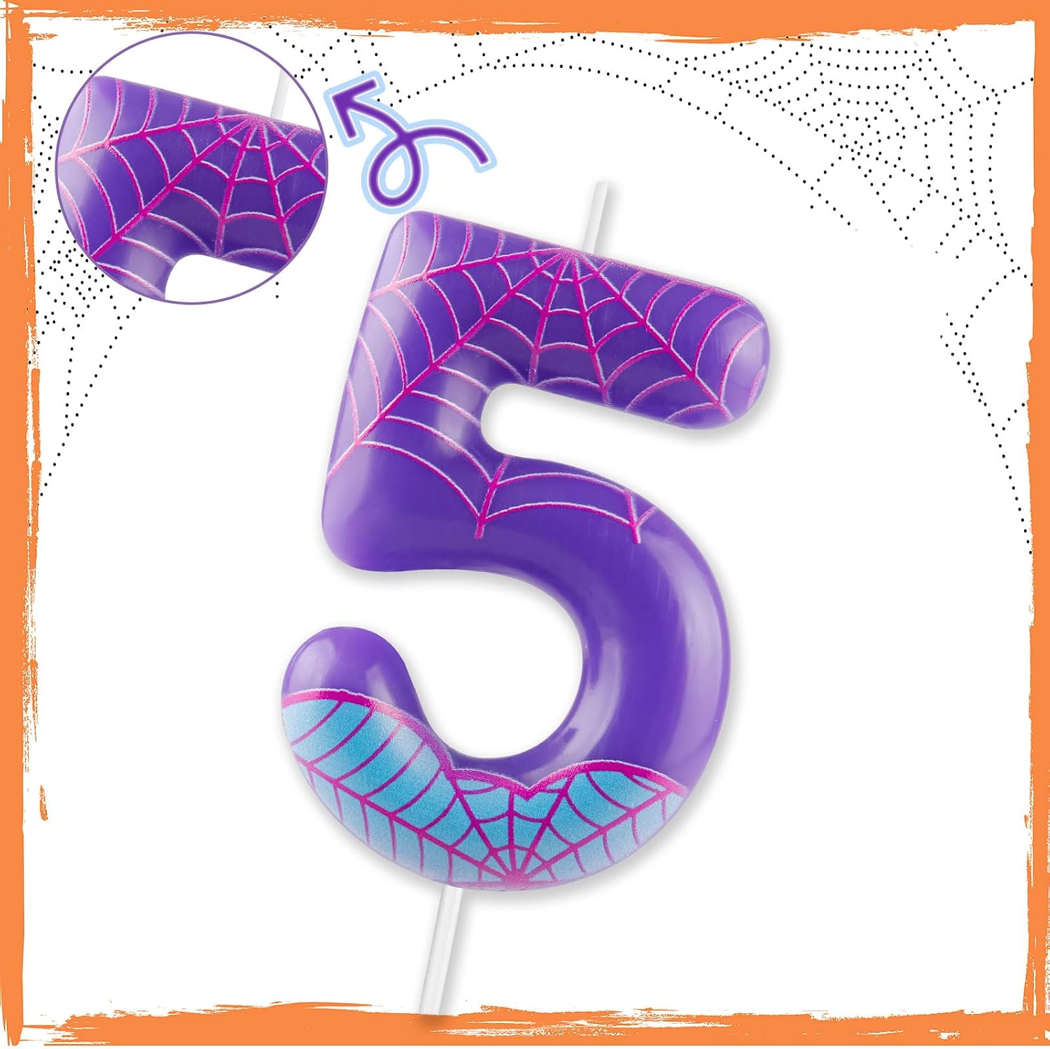 Purple Spider 4th Birthday Candles Spider Themed Number 4 Candle Cake Topper Spider Cartoon Birthday Cake Decorations for Boys Girls Kids Party Supplies
