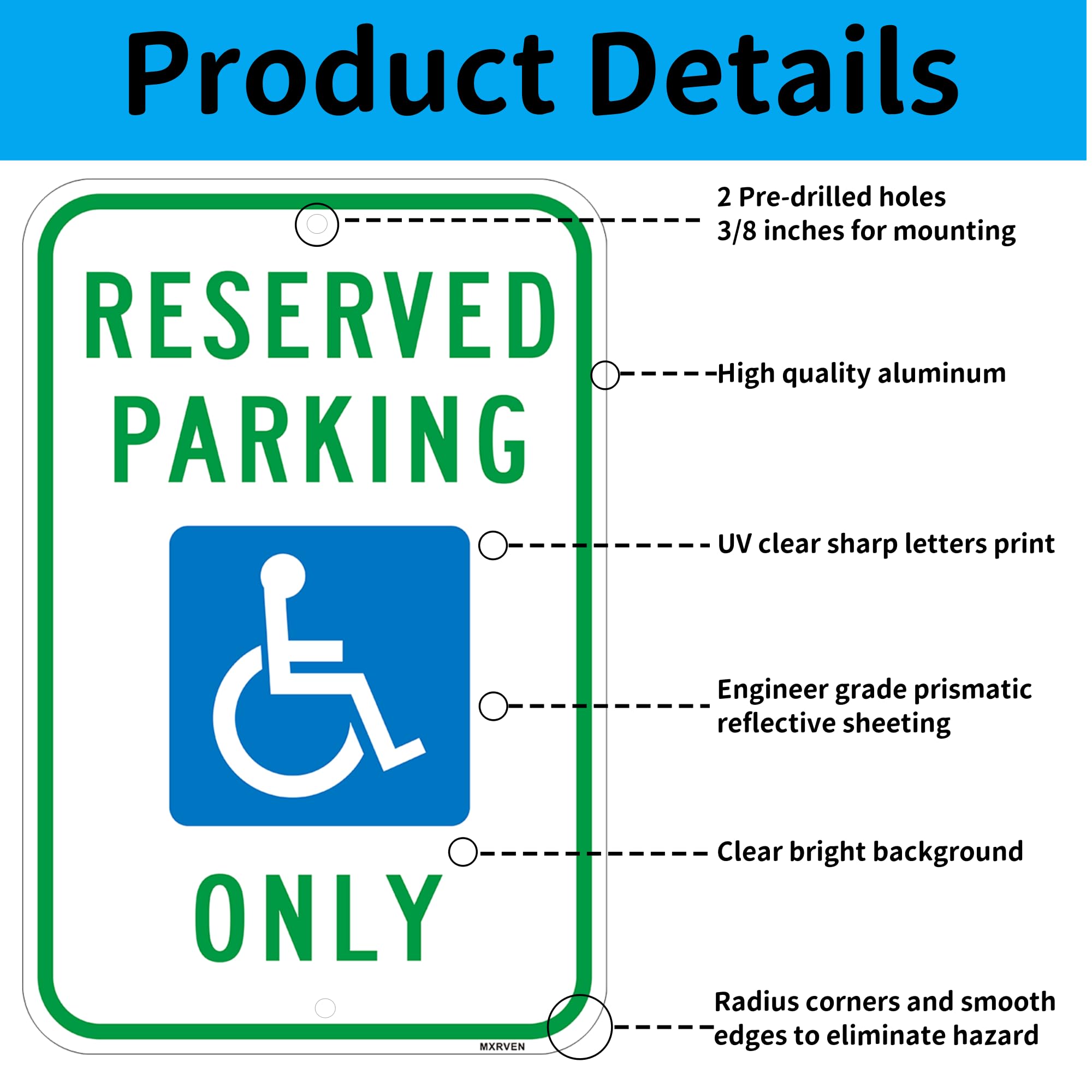Behindertenparkplatz-Schild – 45,7 X 30,5 Cm, Aluminium, Reflektierend, Wetterfest