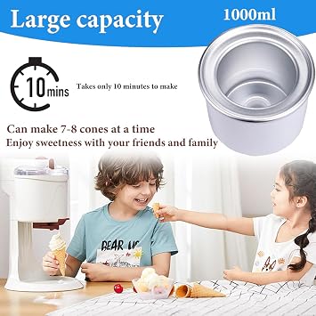 Ice Cream Maker, 1L Automatic Frozen Yogurt & Dessert Machine for Home, Soft Serve Ice Cream Machine, Ice Cream Mix for Machine, Ice Cream Maker with Removable Bowl