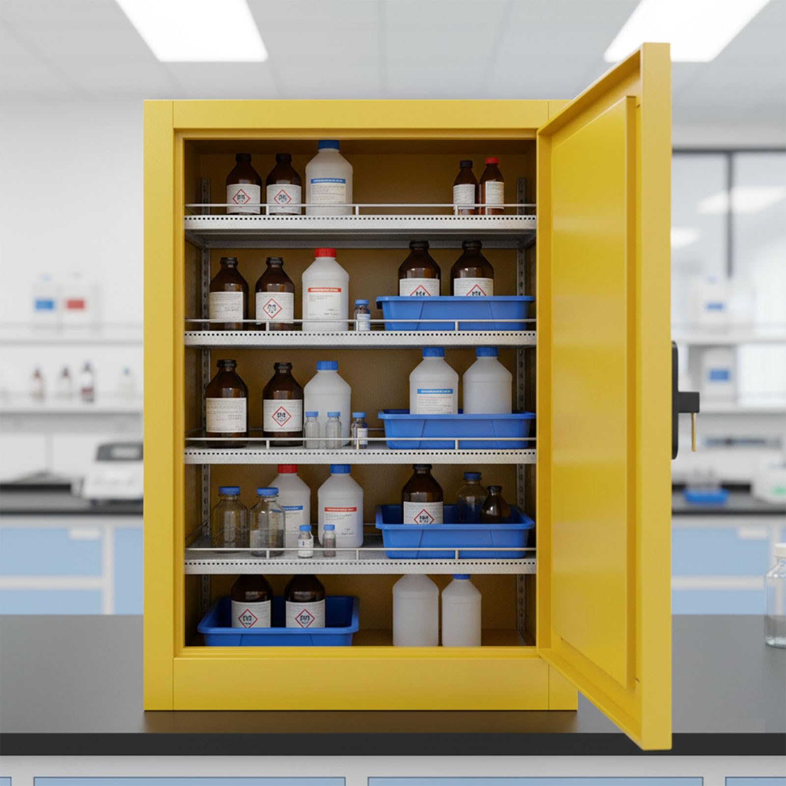 Armario para Almacenamiento de Productos químicos | Armario de Seguridad para líquidos peligrosos y ácidos | Taquilla de Seguridad de Grado Industrial y de Laboratorio