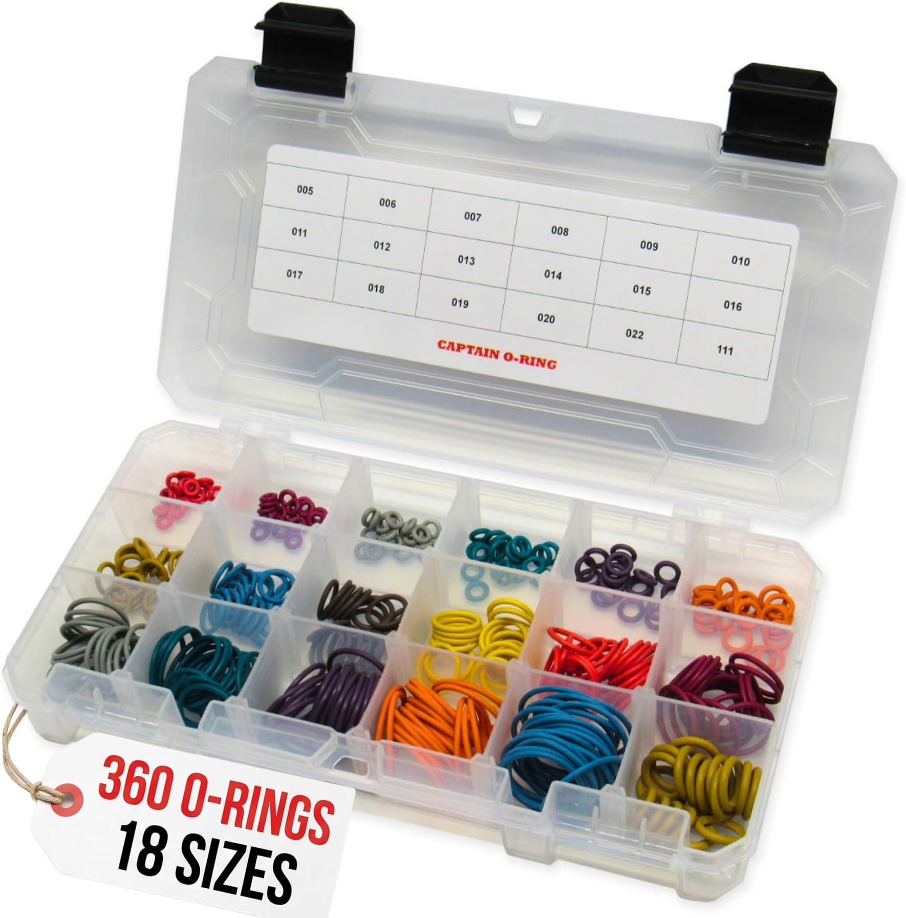 Captain O-Ring Players Kit Large Color Coded Master Paintball Oring Kit - 18 Sizes 360 Orings (Most Common o-Ring Sizes for Paintball Markers and Equipment)