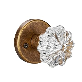 Aged Brass Crystal Passage Door Knob – Vintage Glass Interior Door Handle, Elegant Gold Hardware for Hallway, Closet, and Pantry - Amazon product rated Grade A
