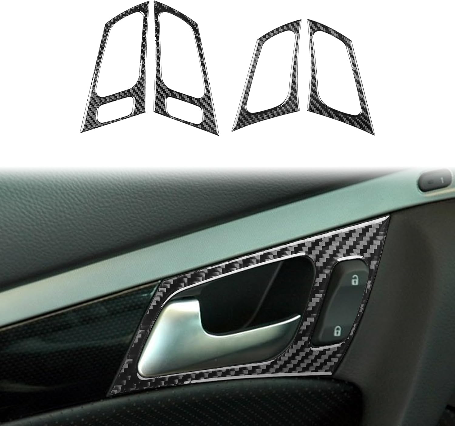 Black Soft Carbon Fiber Car Interior Door Handle 4 Pieces Sticker for Acura TL 2004-2008 Carbon Fiber Car Interior Parts