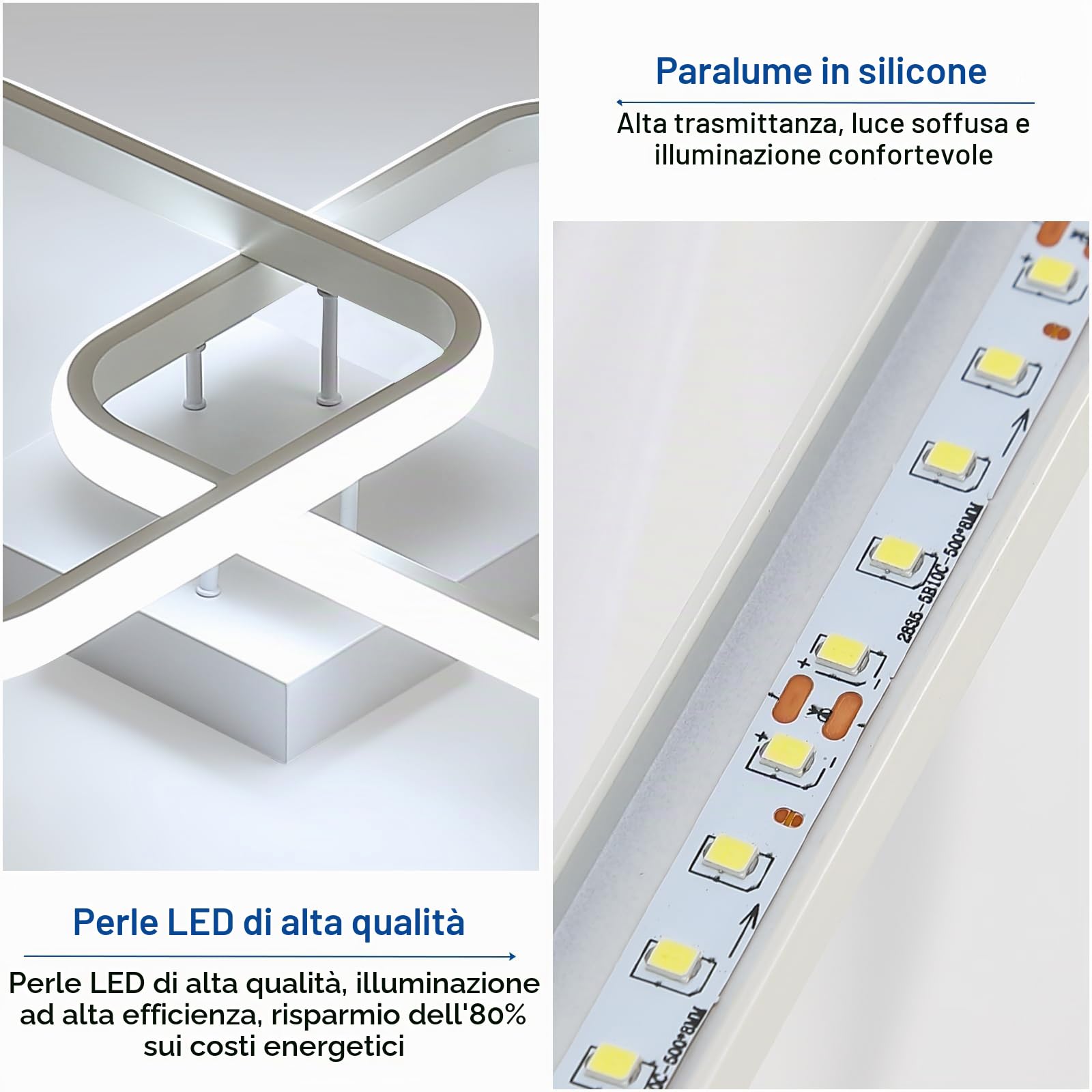 Osairous Plafoniera LED Soffitto 42W 4700LM, Lampada da Soffitto Quadrata Moderna Bianco, Plafoniera in Acrilico per Camera da Letto Soggiorno Cucina Studio Ufficio, 6500K Luce Bianca Fredda, 64CM