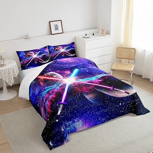 Miniatura 4 de Castle Fairy Juego de edredón con sable de luz, tamaño Queen, juego de ropa de cama de 3 piezas para adolescentes, niños y niñas, decoración de