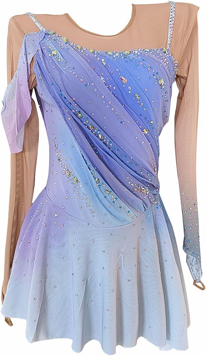 Eiskunstlaufkleid Lila Farbverlauf Gaze Mädchen Wettbewerb Performance Kleidung