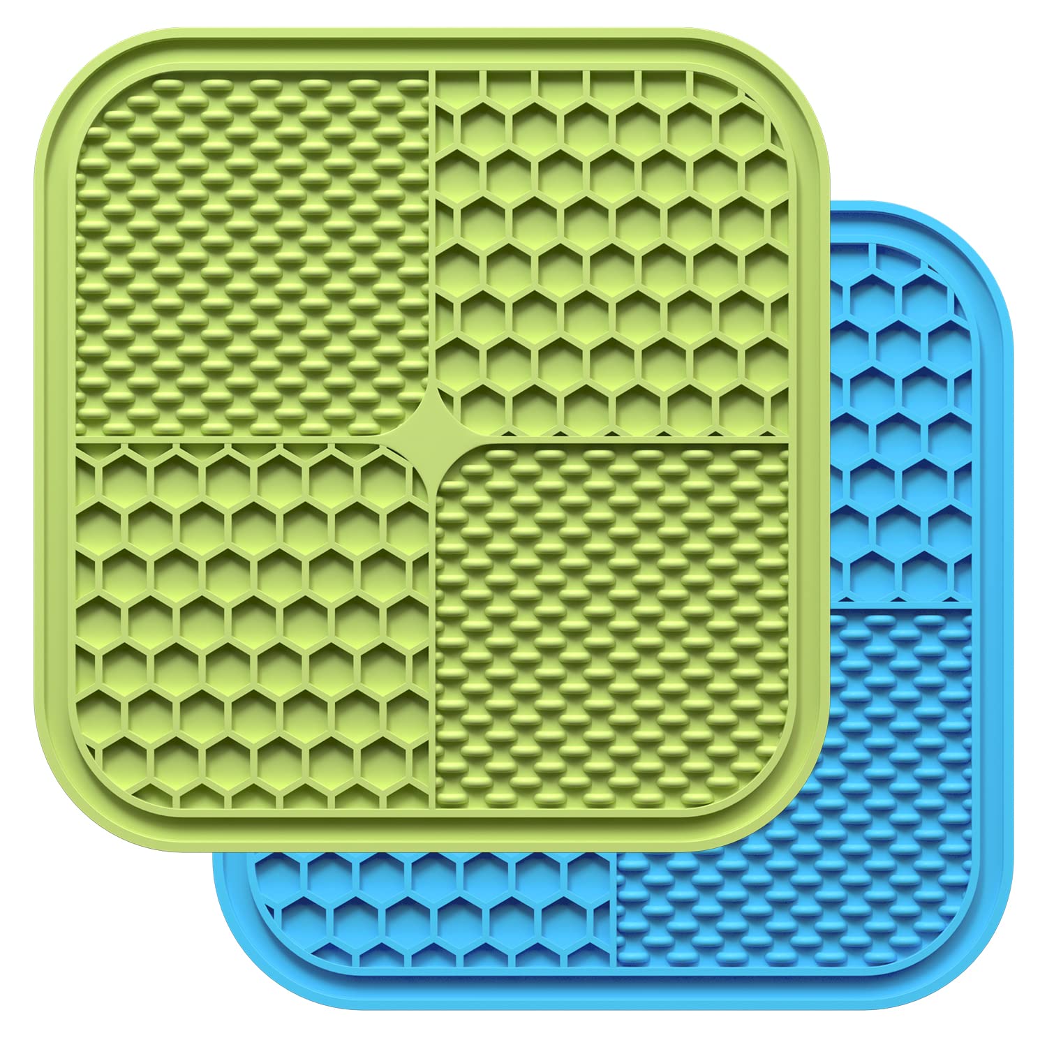 Licking Mat for Dogs & Cats - 2 Pack Slow Feeder for Puppy,Pet Lick Pads for Large&Small Dogs Cat (2PACK-Blue/Green)