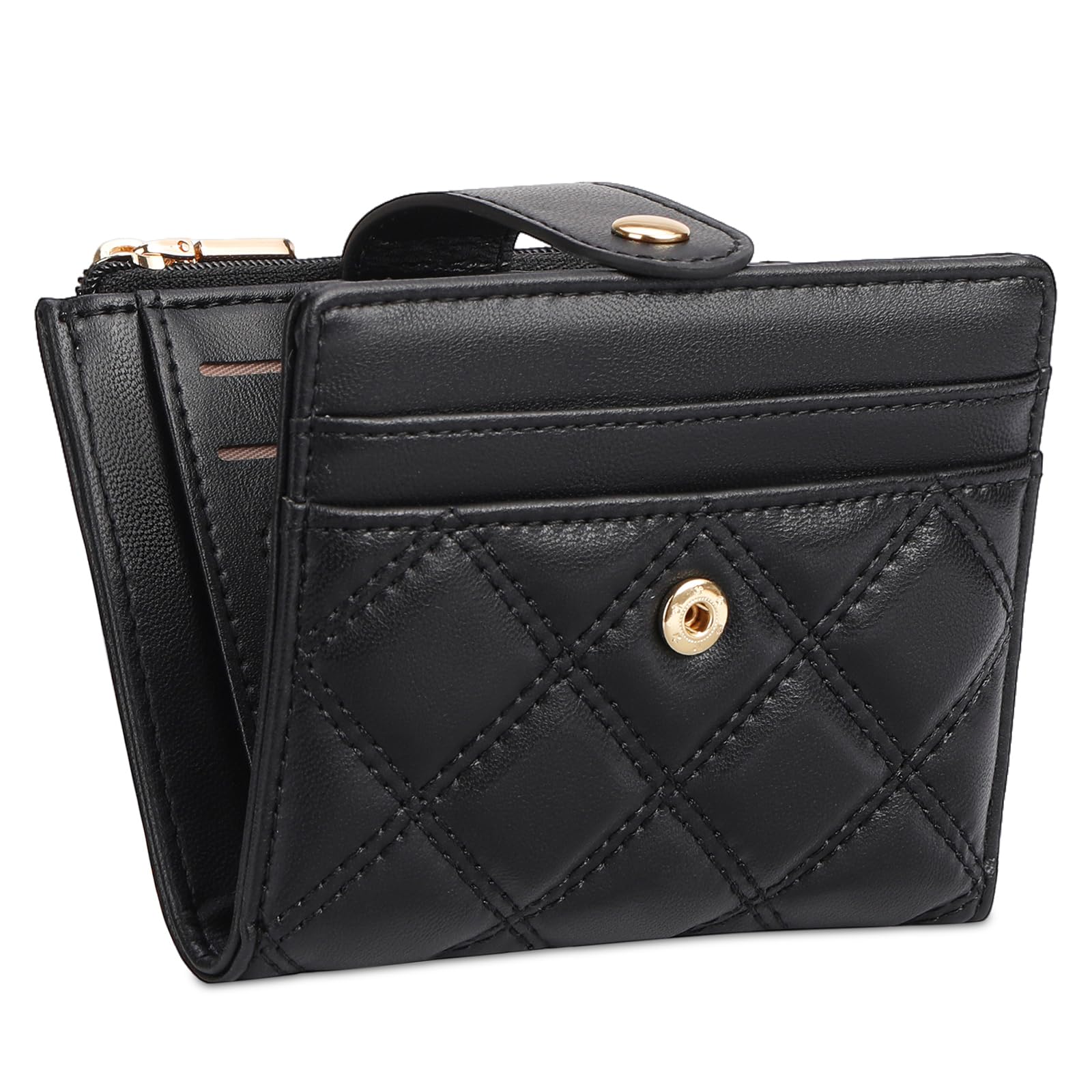 FALAN MULE Small Wallets Woman Leather Bifold RFID Blocking Card Holder With Zipper Coin Pocket