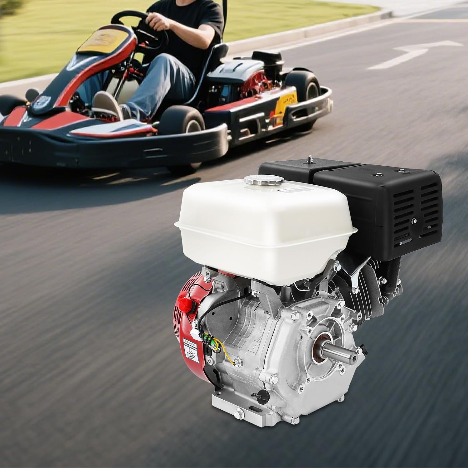 15HP Gasoline Engine, 420cc 4-Stroke Motor with 3600 RPM, OHV Horizontal Gasoline Motor, 1.72 Gallon Tank & Low Oil Alarm for Pumps, Generators, lawnmowers, minibikes