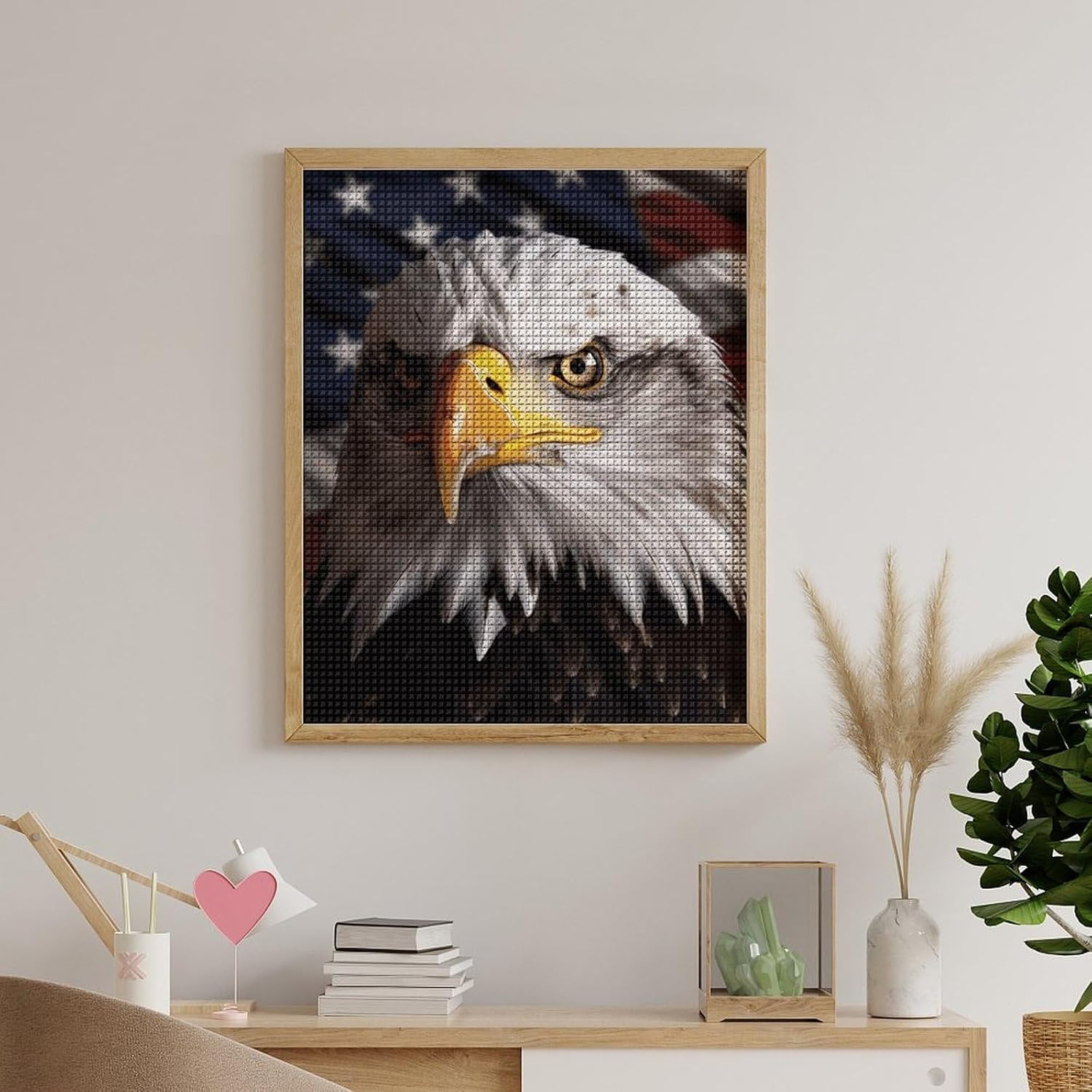 America Flag and Eagle Diamond Art Kits for Adults Diamond Art Diamond Painting DIY 5D Diamond Painting Kit Diamond Painting Kits for Adults Gem Art Square Diamond Art Full Drill 16"x20"