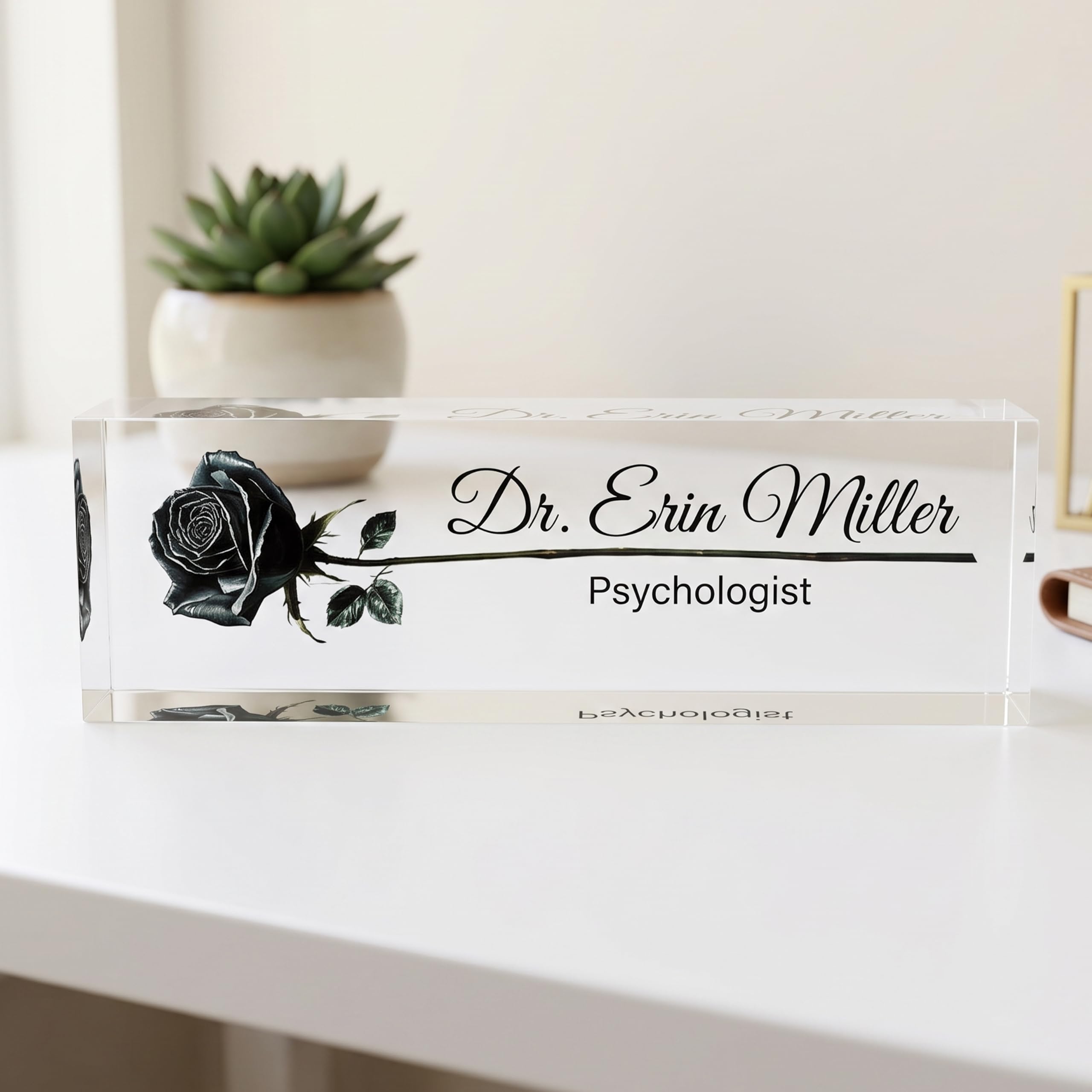 Personalized Desk Name Plate, Clear Acrylic